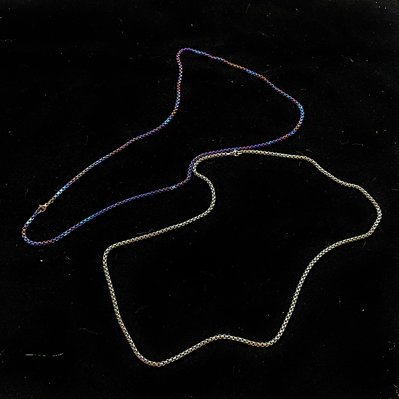 3.0*65CM Titanium Square Bead Chain Hypoallergenic Anti-rust Light Metal DIY Sweater Chain EDC Tag Jewelry Accessories