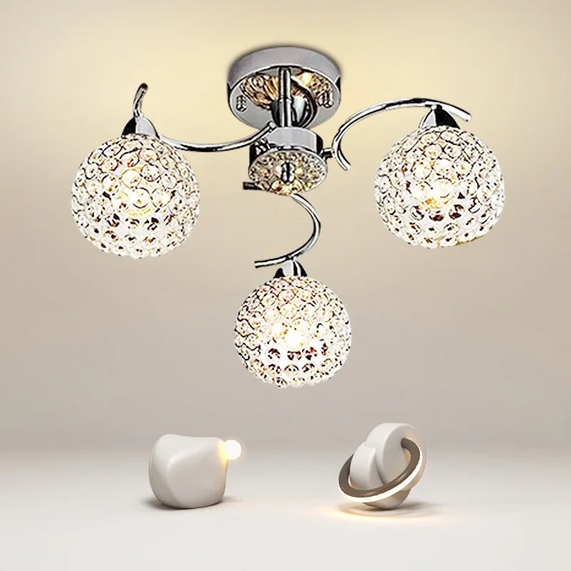 

3 Heads LED Dinning Room Crystal Chandelier Simple Modern Living Room Chandeliers E14 Bulb Led Lustre Lights