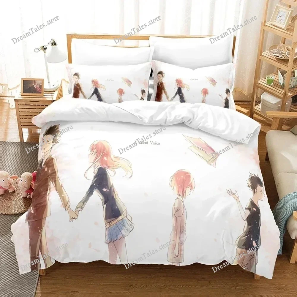 

3D Printed Anime A Silent Voice Bedding Set Boys Girls Twin Queen Size Duvet Cover Pillowcase Bed Kids Adult Home Textileextile7