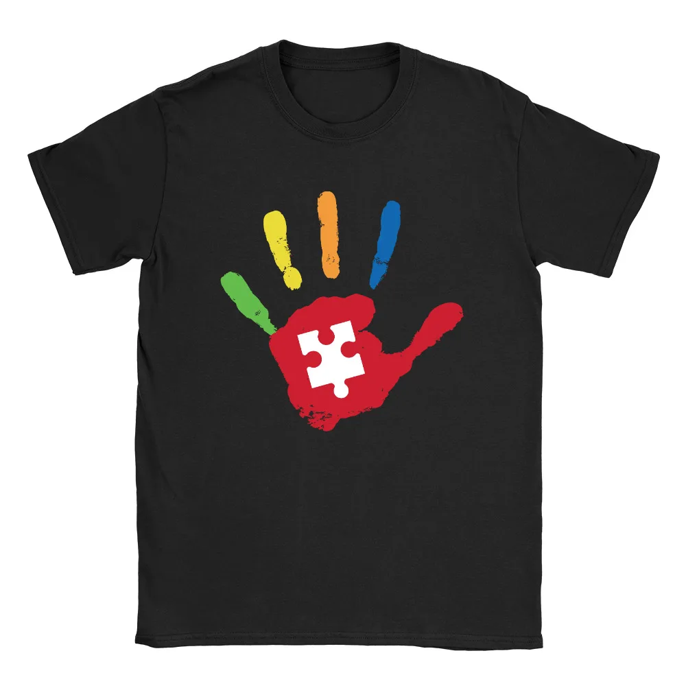 Autism Hand Mens T-Shirt Autistic Aspergers AwarenessPresent  Tees Y2K tops Summer Short Sleeve