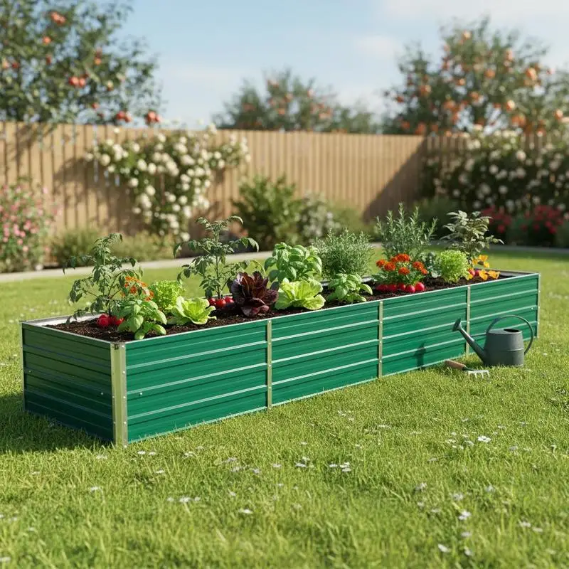 Jardinière surélevée en acier galvanisé 320x80x45 cm, verte