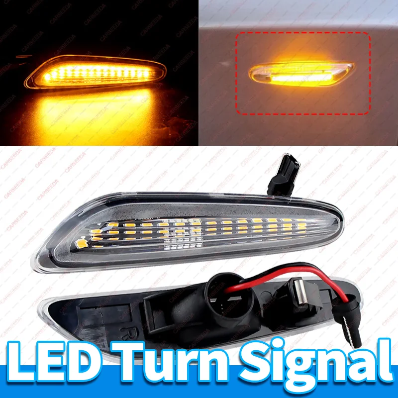 2PCS Crystal Clear LED Dynamic Turn Signal Blinker Side Marker Light for BMW E46 E60 E61 E81 E82 E83 E84 E87 E88 E90 E91 E92 E93