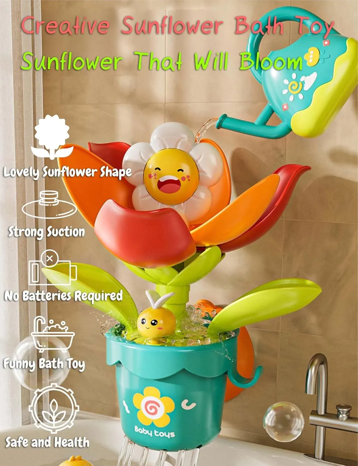 Wassersprinkler, Blumen-Gießkanne, Spielzeug für Kleinkinder, Kinder, Outdoor, Garten, Baby, lustiges Duschspray, Badespielzeug