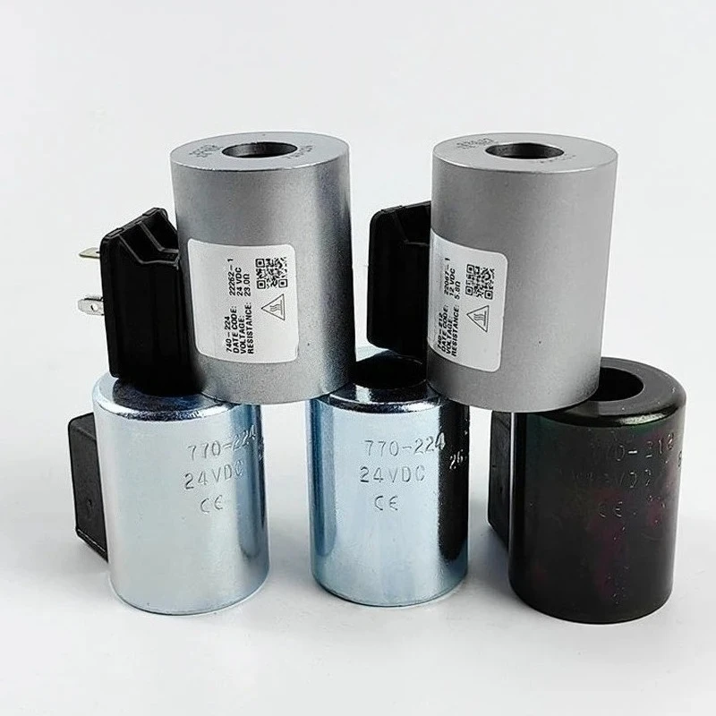 2-Pin Plug Hydraulic Cartridge Solenoid Coil Metal Shell Electromagnetic Control Coil Replacement Component for Industrial