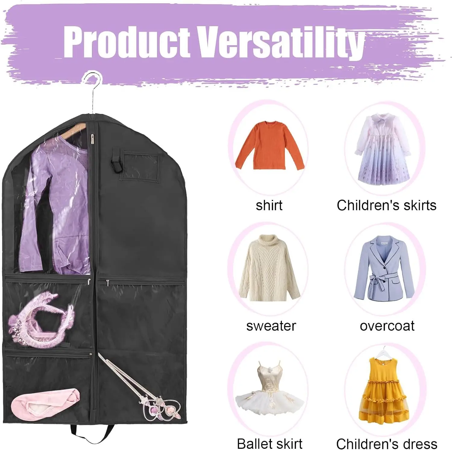 Kids Garment Bags For Hanging Clothes Costume Dance Garment Bags For Dancers Dance Costume Competition Bags