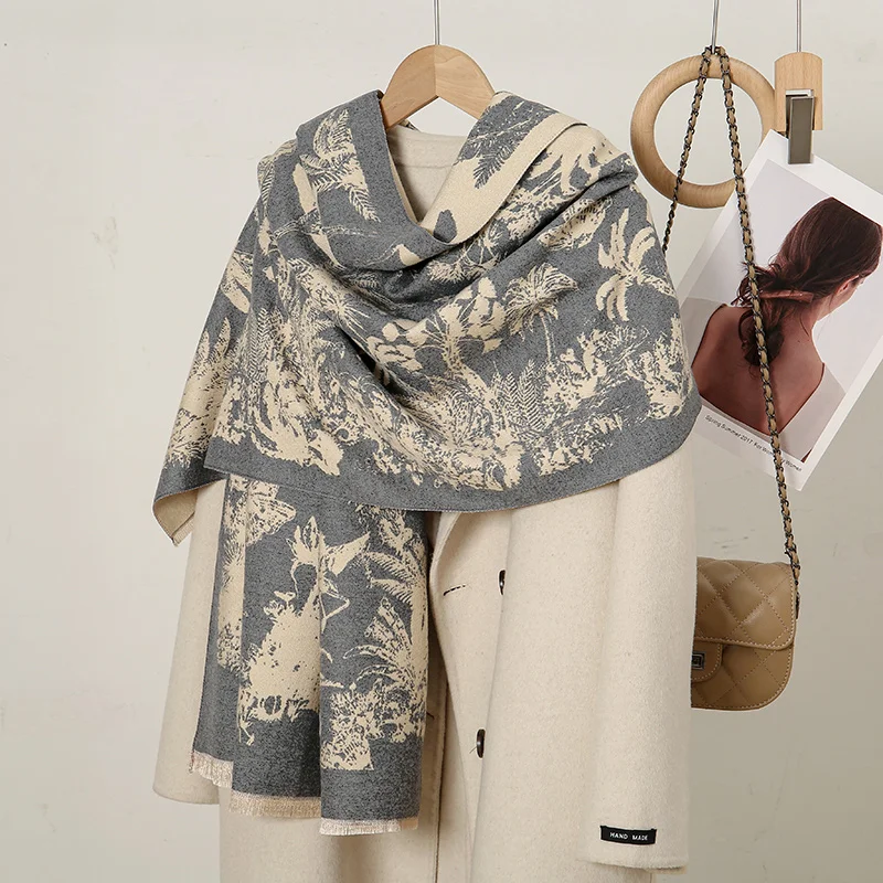 Luxury Thick Warm Shawl Winter Paisley Pashmina Blanket Poncho Stoles Print Cashmere Scarf Women Travel Wraps Bufanda Female