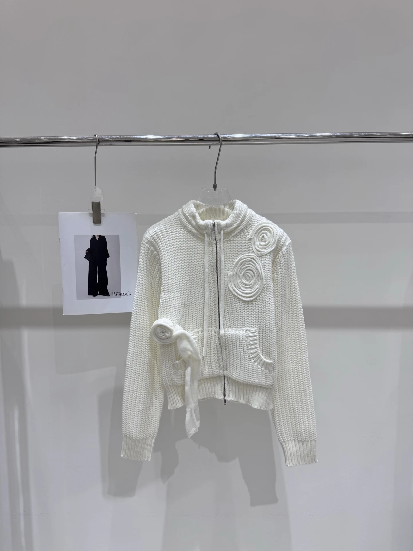 

Autumn Patchwork Appliques Knitted Cardigan For Women Zipper Long Sleeve Chic Loose 3D Floral Sweater Jacket Female New F127