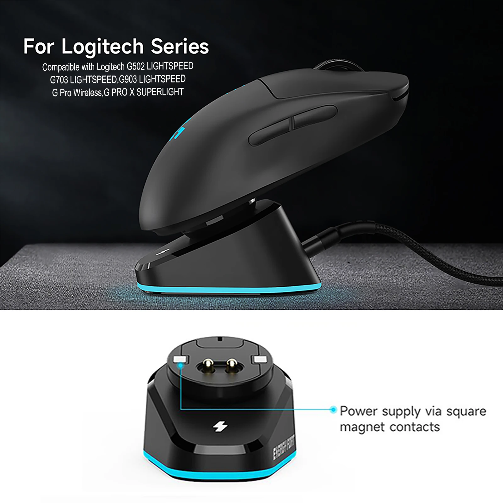 Mouse Wireless Plastic Power Charging Dock Base Mod for Logitech GPW Series G502X Plus G903 G703 Pro Superlight Electronic Sport