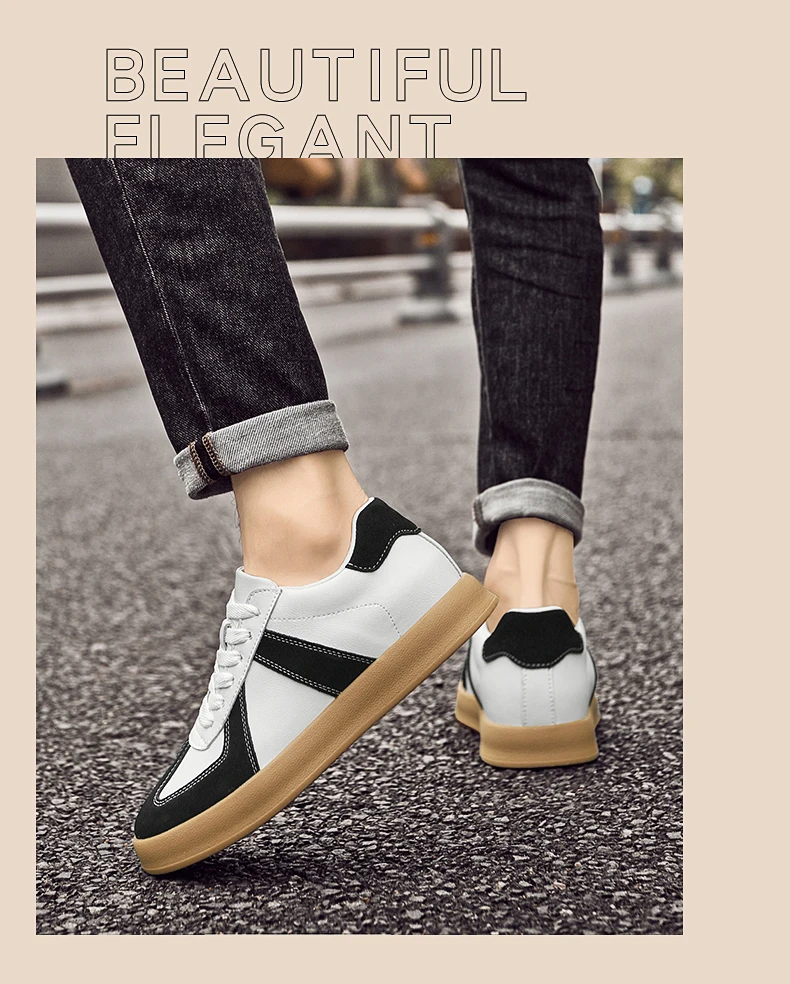 Men's Invisible Height Increasing Shoes 6/8cm German Training Shoes Breathable Genuine Leather Retro Casual Sports Shoes