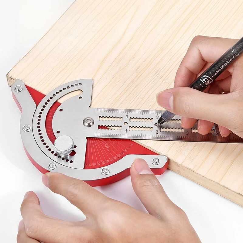 

Линейка для кромок из нержавеющей стали с транспортиром, регулируемый угол компаса, линейка Mar, прочный деревообрабатывающий многофункциональный измерительный инструмент