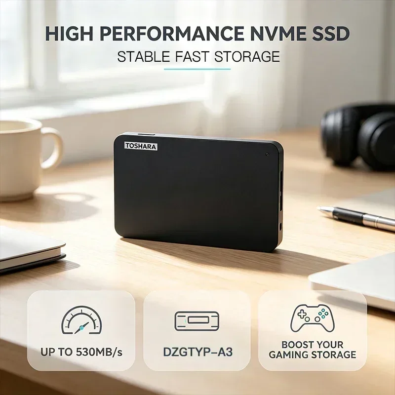 Portable External Hard Drive TOSHARA A3 USB3.0 HDD 1TB 2TB 4TB High Speed Backup Storage External Hard Disk for Laptop Mac PC