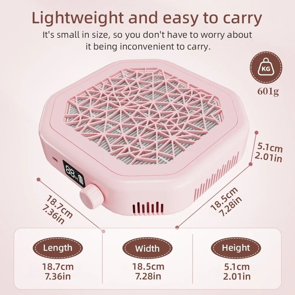 Strong Suction Nail Vacuum Cleaner Reusable Filter Electric Nail Dust Collector Rechargeable Battery 4000mAh