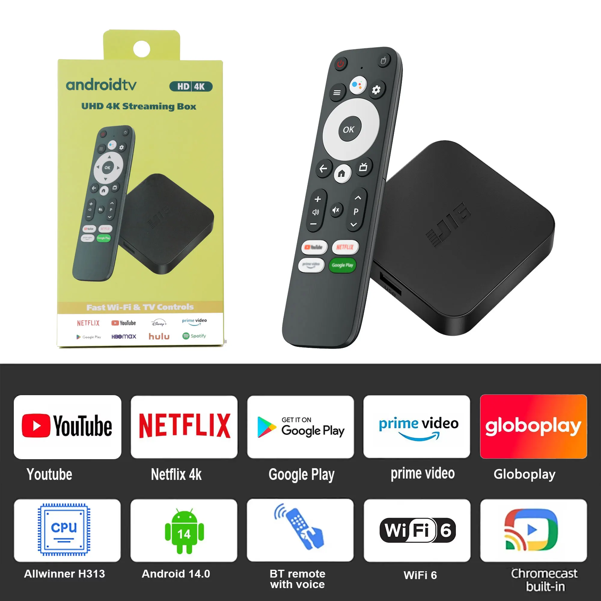 U16 Mini Android TV Box 4K AllwinnerH313 2G16G With Google Assistant Netflix Streaming Bluetooth 2.4G5G Wifi Media Player