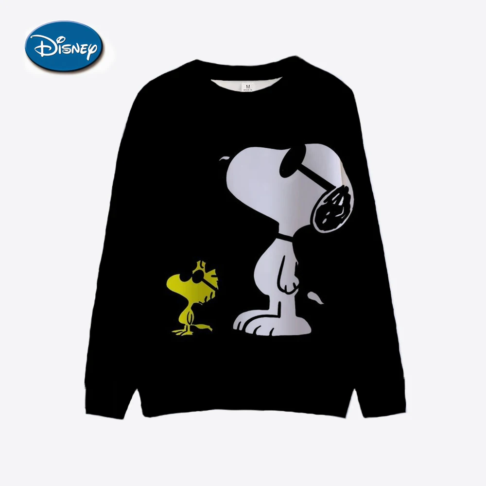 Snoopy Cartoon Anime Women Pullover Spring Autumn Women Round Neck Hoodie Clothes 2024 New Fashion White Couple Sweatshirt Tops