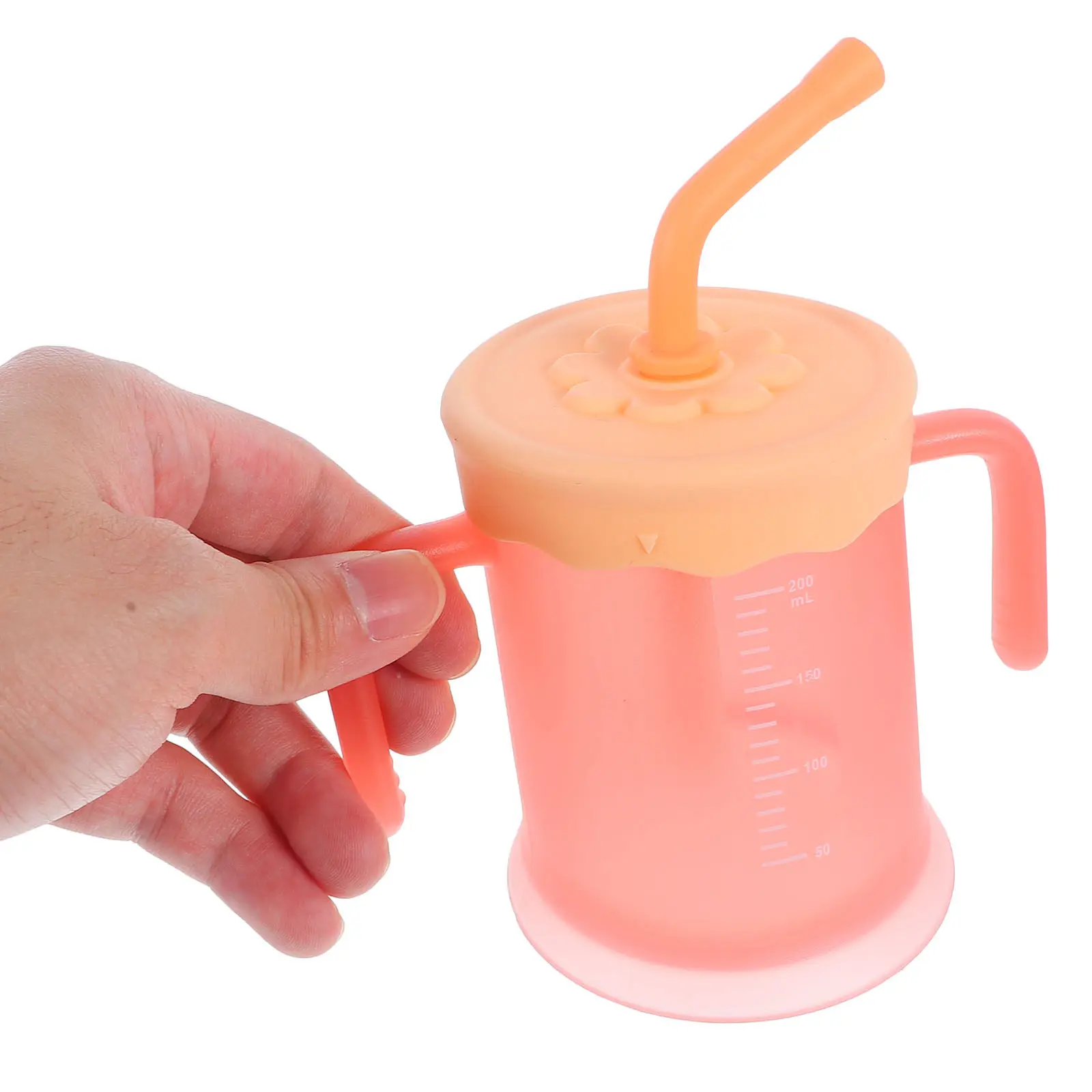 

Детская чашка для питья с двойными ручками из силикона и полипропилена, небьющаяся, с защитой от проливания и протекания, легкая, с соломинкой, удобная для переноски