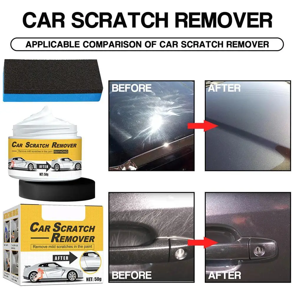 معجون مزيل خدوش السيارة مع إسفنجة 50 جرام إصلاح خدوش خفيف لطلاء السيارات يستعيد تألق ملحقات تفصيل السيارات #1
