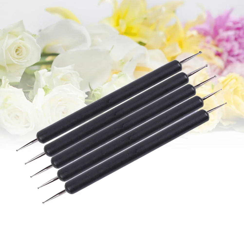 5 Stuks Double-Ended Nail Puntjes Stylus Gereedschap Voor Polymeer Klei Beeldhouwen Embossing Nail Art Balpen Schilderen gereedschap