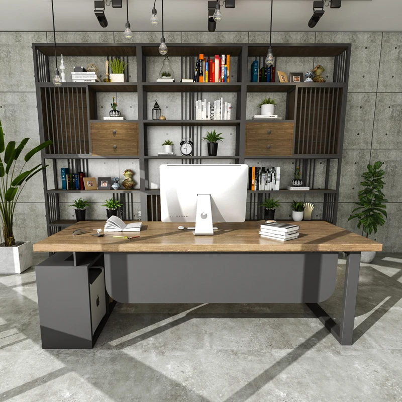 American style solid wood boss desk minimalist modern office desk large shift desk loft industrial style computer desk desk desk