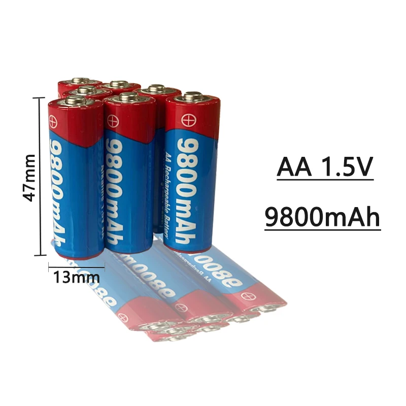 

4-8 PCS AA 9800mah 1.5V Alkaline Rechargeable Batery For Led Light、Toy、Mp3、Radio Video Game、 Smoke Dete