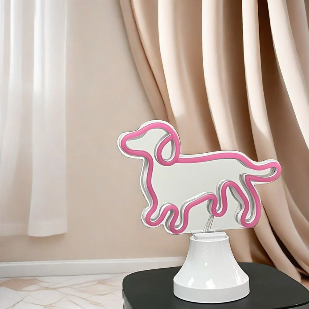 Enseigne au néon LED chat et chien, veilleuse USB 62, décor d'art mural 3D, enseignes au néon pour chambre à coucher, décor de salon, cadeau pour enfants