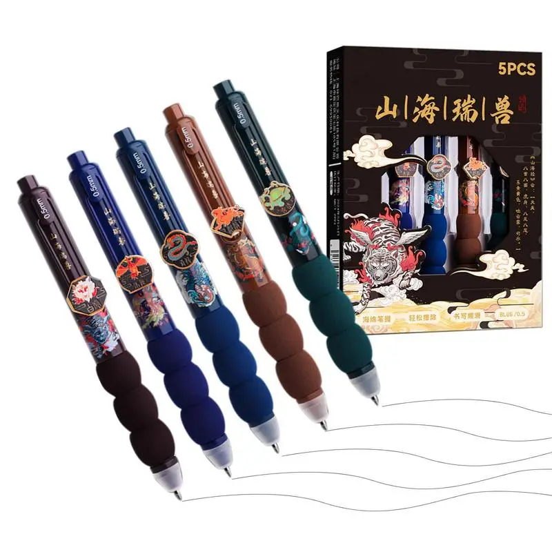 Ball Point Pen Cartoon Writing Pens Quick-Drying Pens Cute Pens Erasable Pen 0.5mm Black Ink Pen Soft Grip Smooth Writing Pens