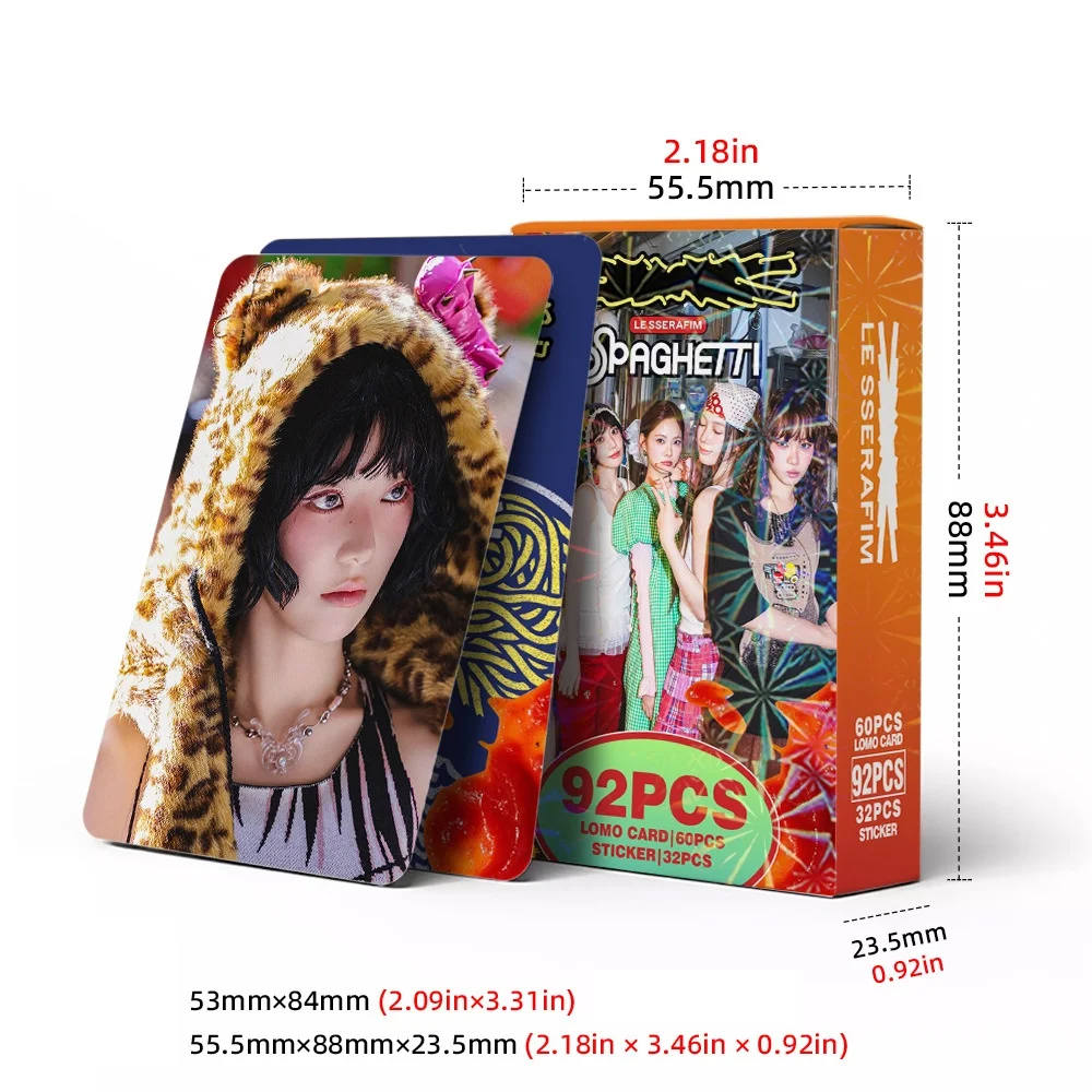 92 بطاقة صغيرة بسلسلة إجمالية LESSERAFIM تعاونية مع JHOPE لبطاقة تهنئة سباغيتي واحدة بطاقة LOMO على الوجهين للمعجبين #5