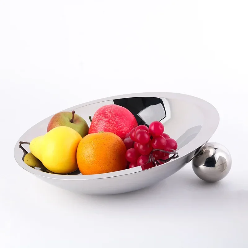 Creative Modern Minimalist Luxury Stainless Steel Decorative Tray, Metal Tableware, Fruit Platter, Home Decor, Living Room Dinin