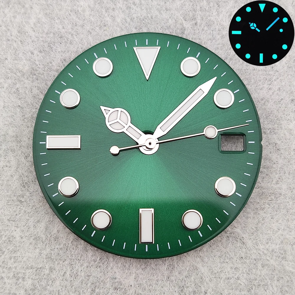28.5mm Dial NH35 Dial High Quality Green Classic Enamel Dial With Hands Luminous Dial Watch Accessories Fits NH35/NH36 Movement