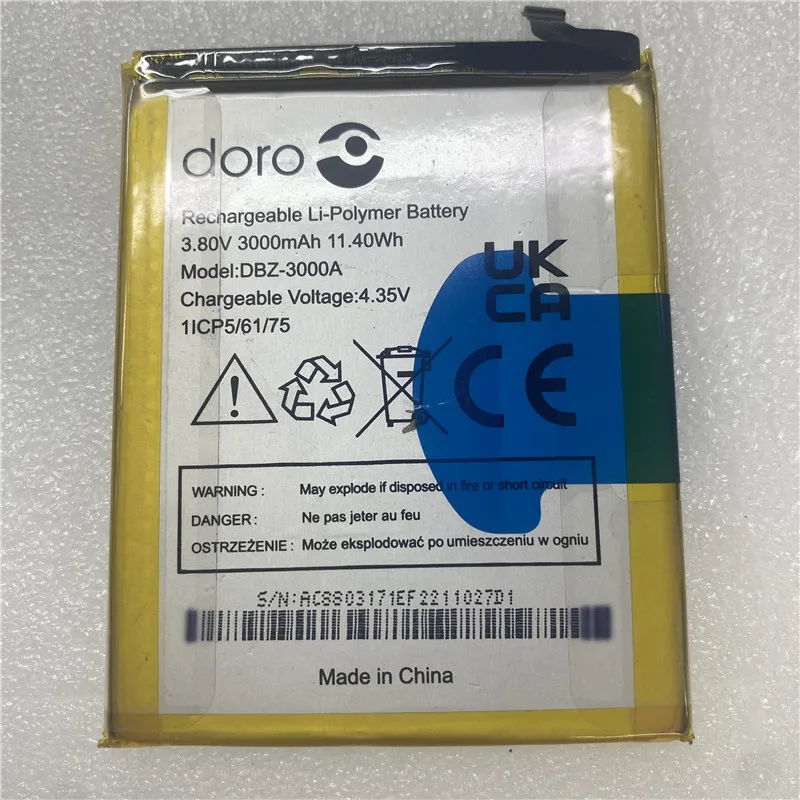 

In Stock for Doro DBZ-3000A battery 3000mAh New production date Long Standby Time High quality for Doro battery