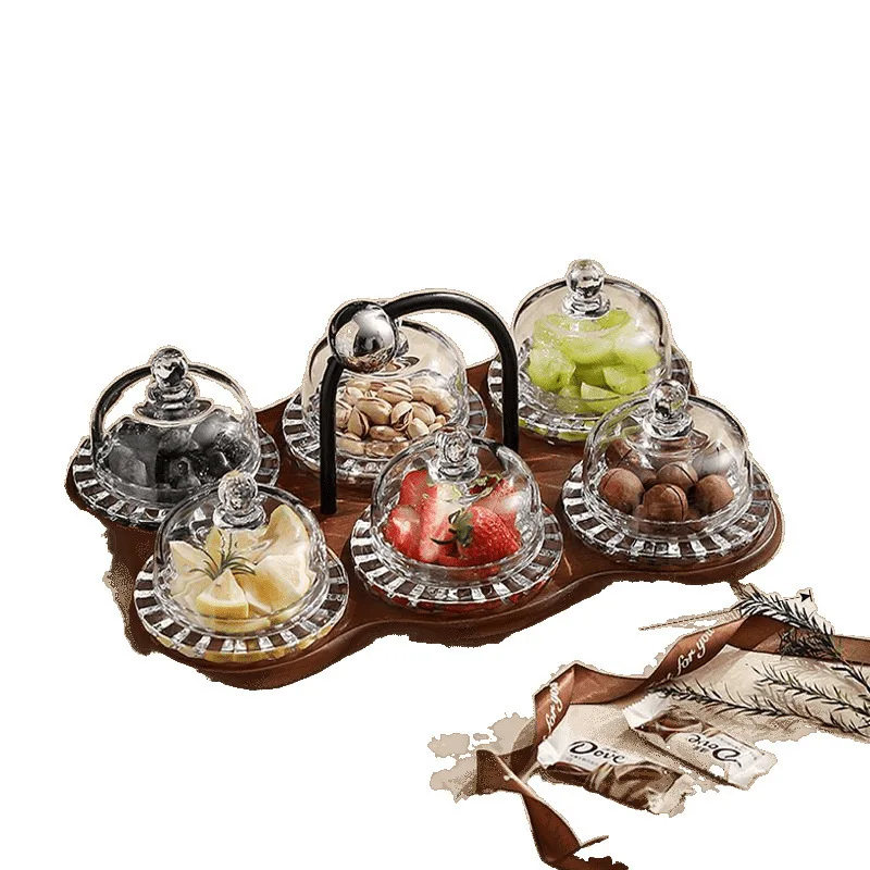 

High-end exquisite and high-value refreshment tray, household high-end glass dessert tray with lid