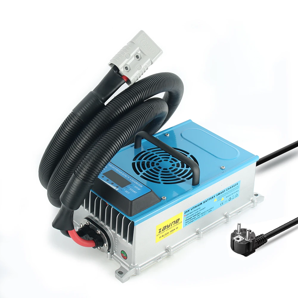 24v100Amp current IP67 waterproof smart charger suitable for 8S 400-600AH 29.2V LFP lithium battery RV and ship starting battery