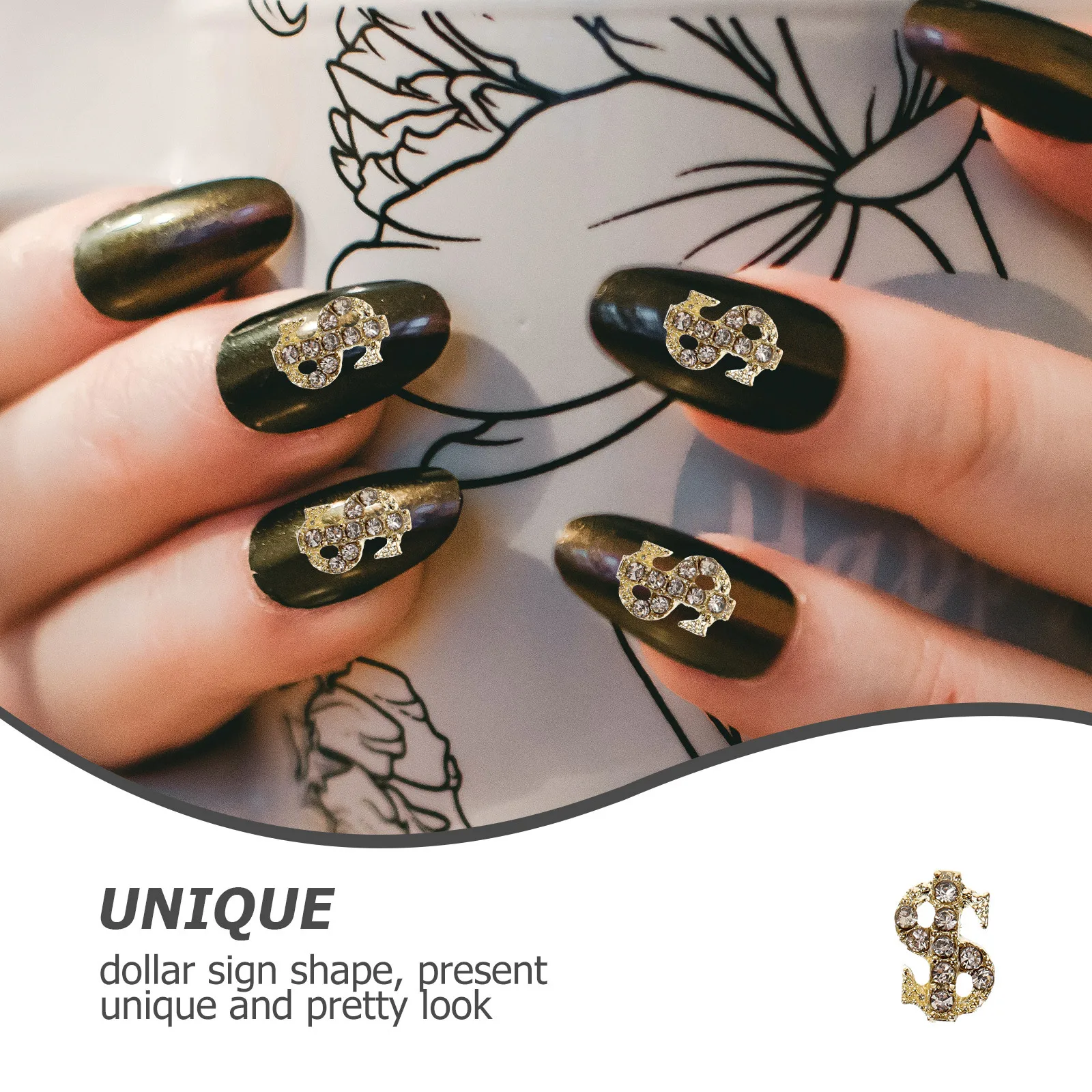 

20Pcs Nail Charms Dollar Sign Metal Decorations for Nail Art Women Manicure Supplies Small Cute Charms Manicure Decoration