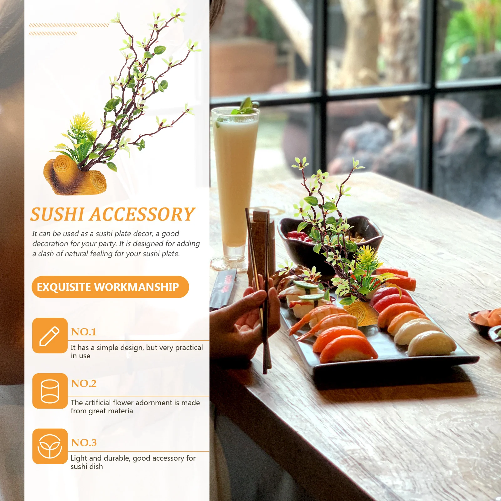 

Artificial Flower Ornament Sushi Plate Japanese Style Ornaments Faux Flowers Fake Delicate Decor Cold Dish Decorative