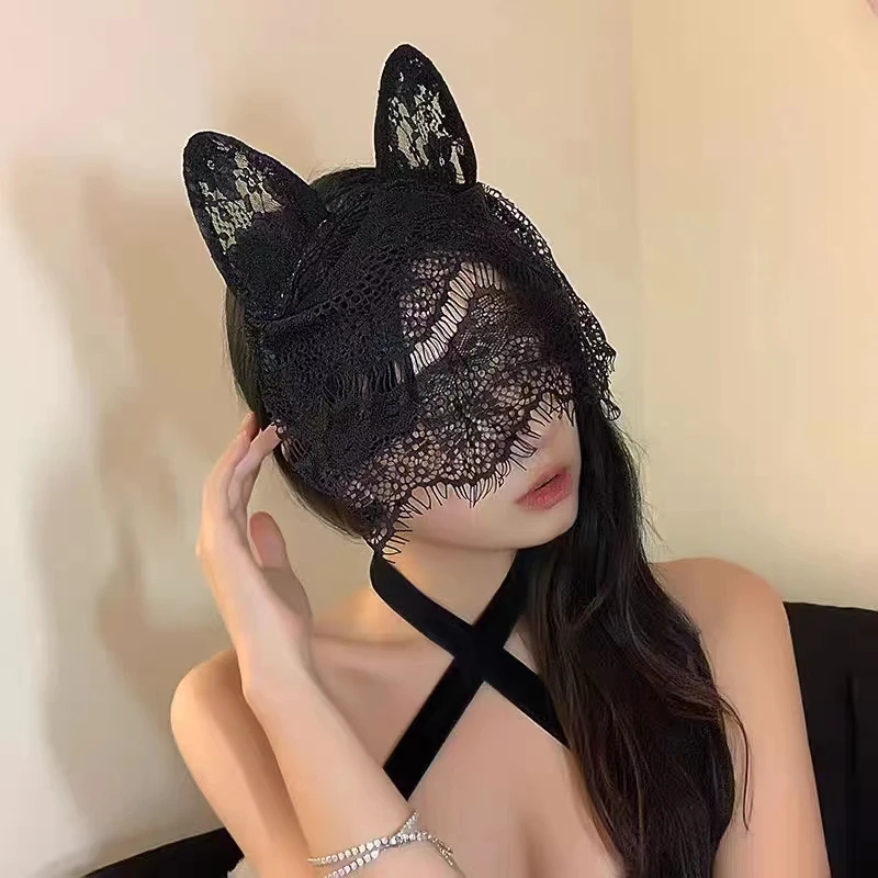 Sexy Mask Lace Blind Fold Halloween Masks Headband Veil Cosplay for Party the Place Cat Animal Women Sexys Therian Face Head Eye