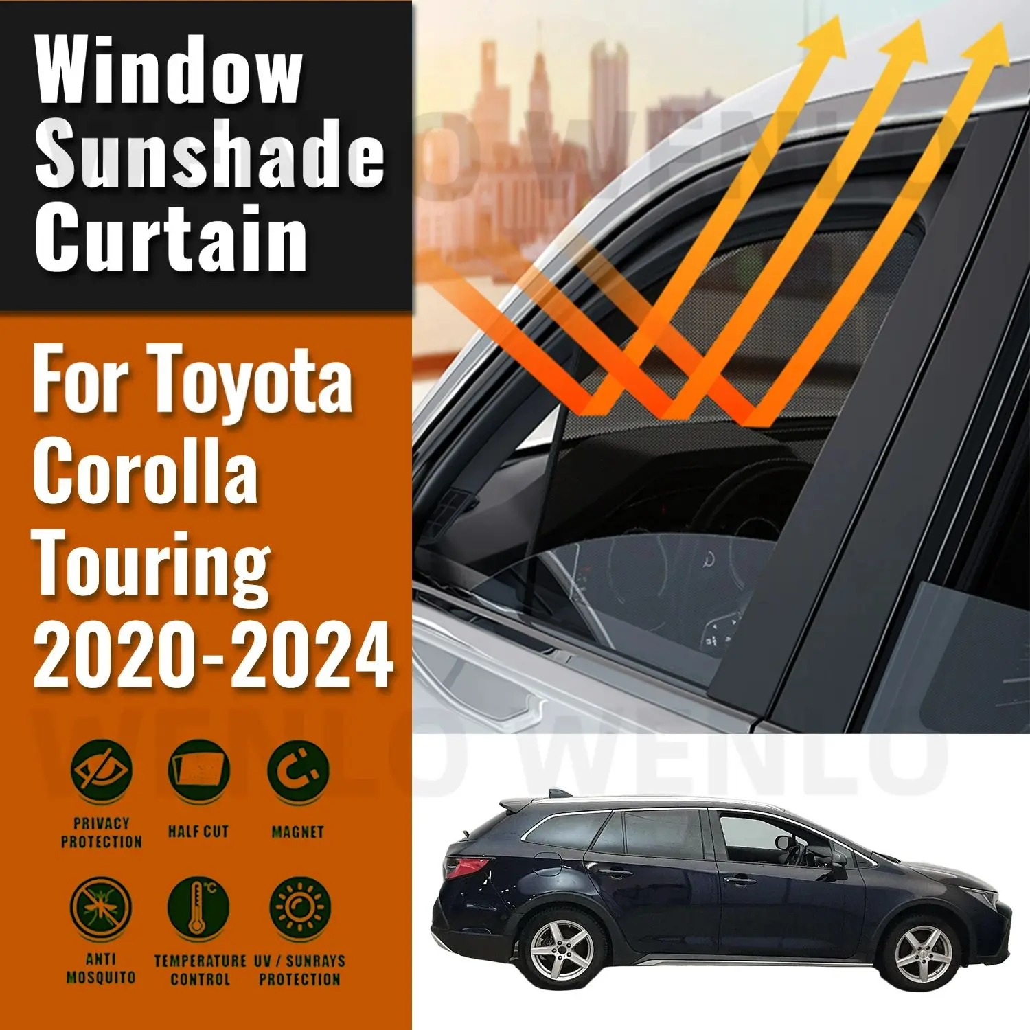 

For Toyota Corolla Touring Sports Estate 2020-2024 Car Window Sunshade Uv Protection Auto Curtain Sun Shade Visor Net Mesh