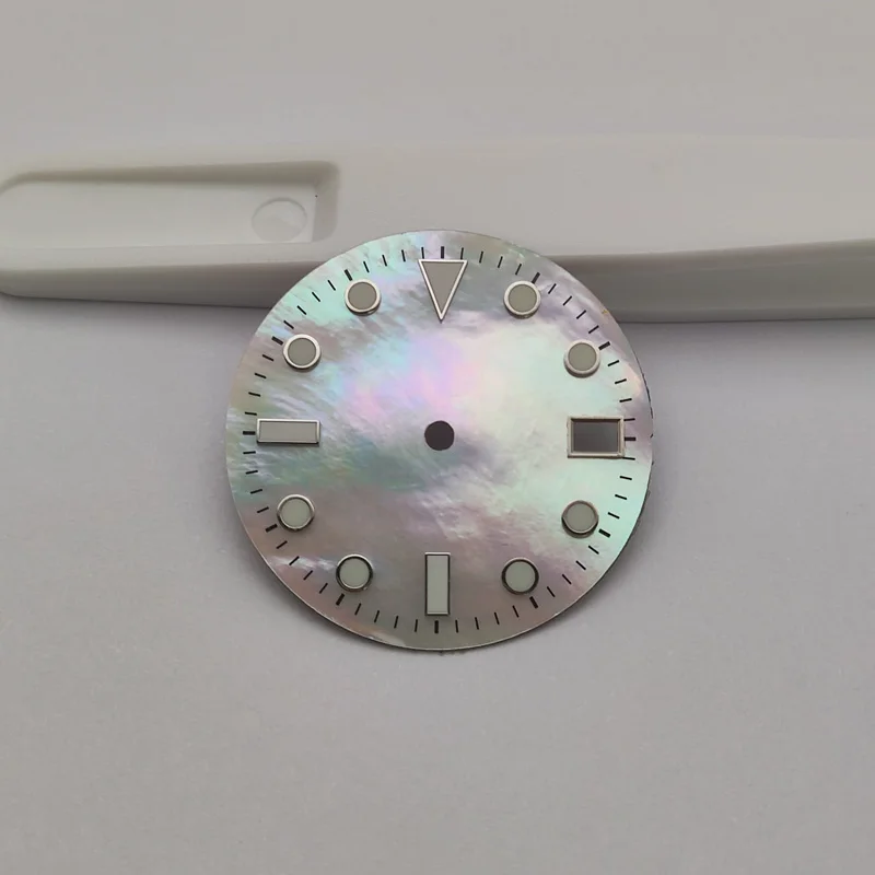 28.5mm Green purple blue White solid color  luminous sterile single date watch fit NH35 NH36 dial accessories