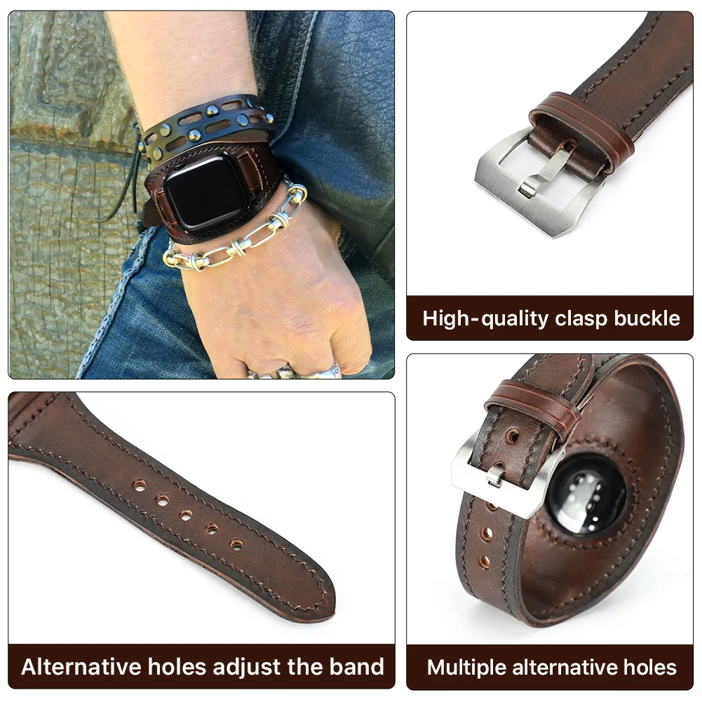 ติดต่อครอบครัว Luxury Punk สร้อยข้อมือสำหรับสายคาด Apple Watch 38/40/41/42/45/49มม.สายคล้องคอ IWatch Series 8 7 6 5 5 5 5 5 5 SE