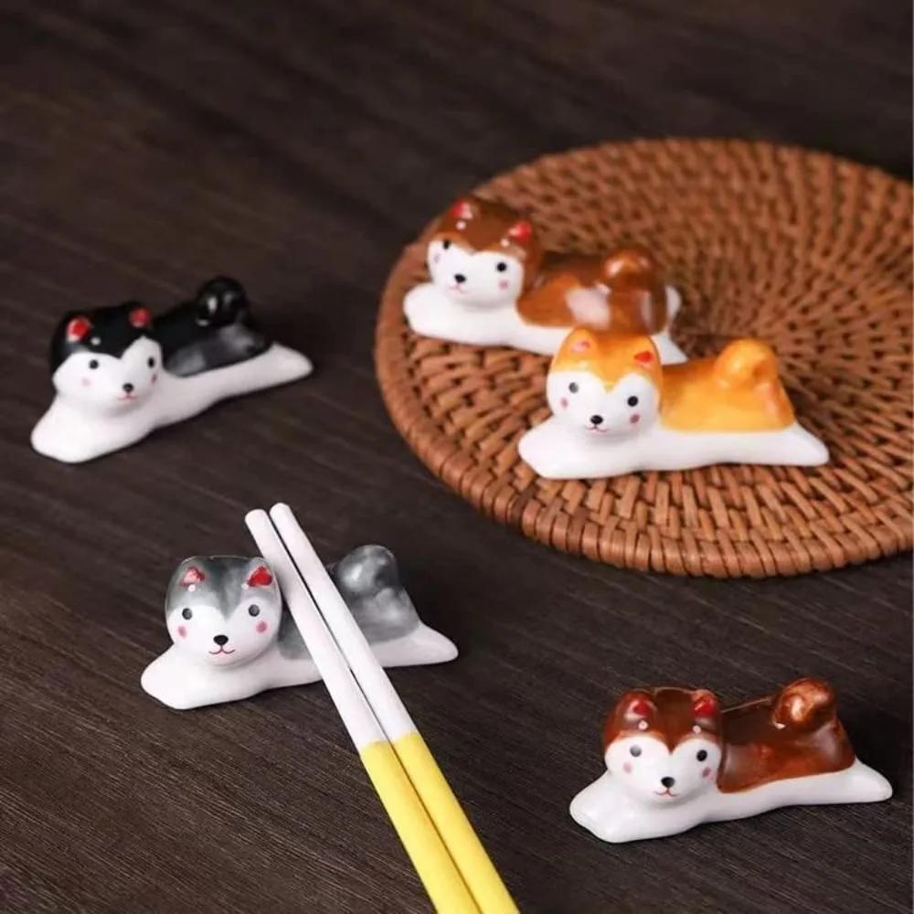 Cute Cartoon Public Chopstick Holder Puppy High-quality Chopstick Rest Small Ornaments Ceramics Dining Table Chopstick Rack