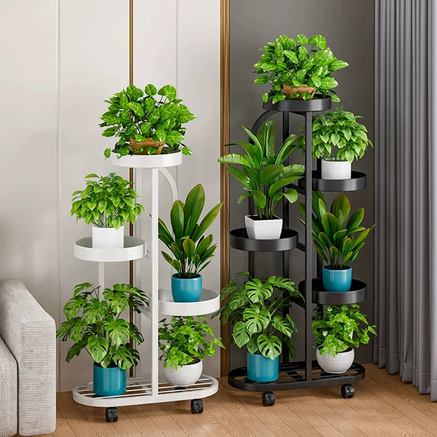 حامل نباتي، حامل زهور، رف أوعية زهور من الحديد المطاوع، رف شرفة قائم على الأرض، رف نباتات داخلي #6