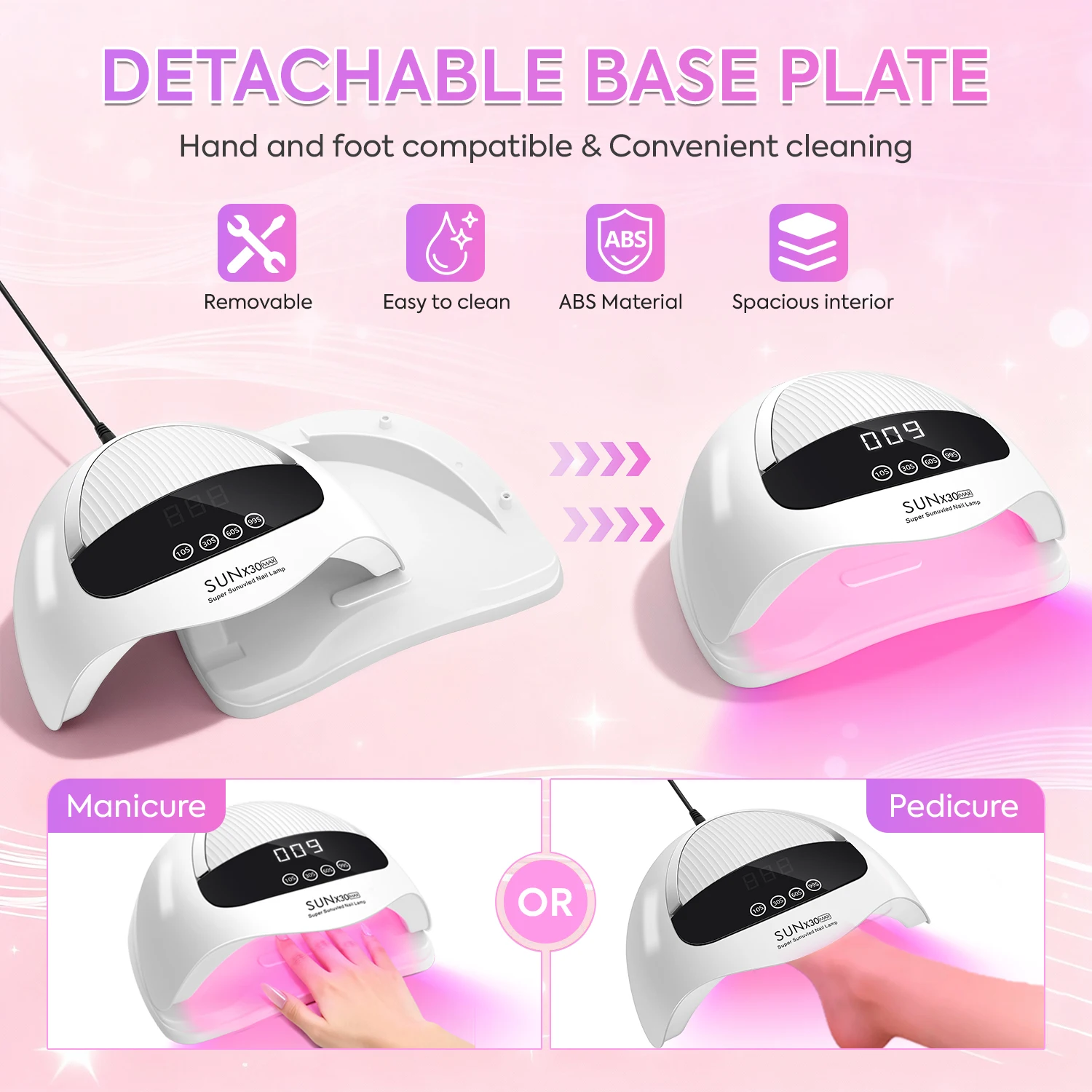 DianaBeauty Lampada UV per unghie Asciugacapelli professionale con touch screen Lampada per manicure portatile con sensore intelligente e manico per strumento per unghie