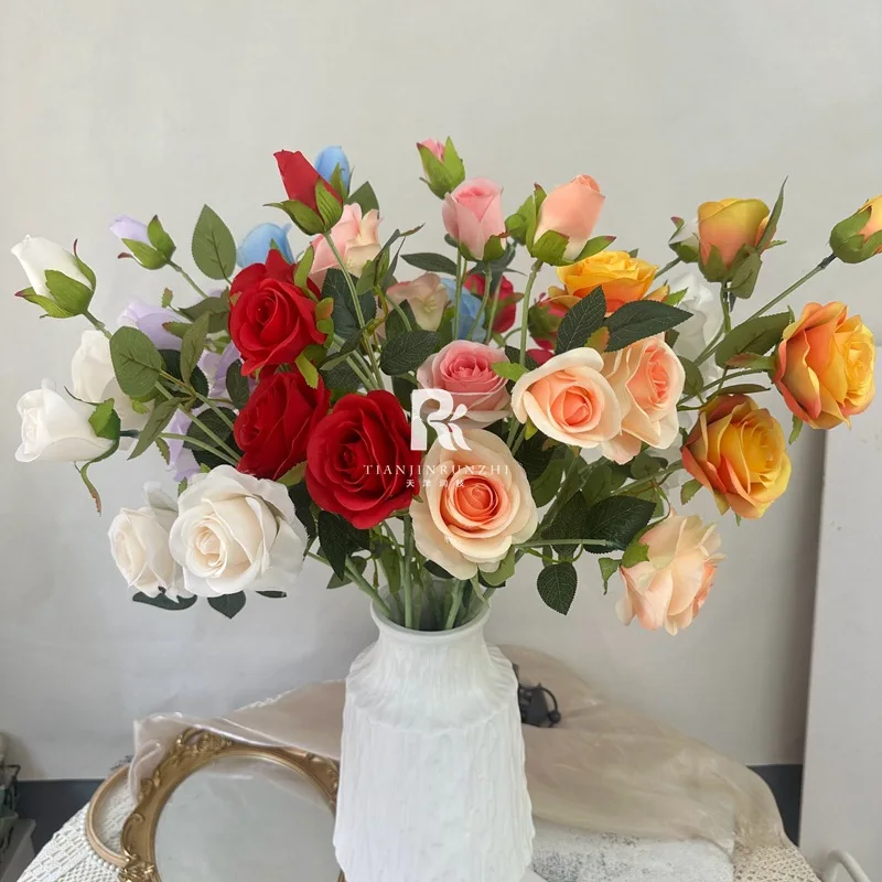 

Finnish Rose Simulation Home Decoration Flower Ornament Flower Ornament Rose Handheld Bouquet Waterfall Rose Photography