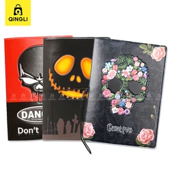 Funda de pasaporte con diseño de calavera rosa, accesorios de viaje, cuerda de contracción, antipérdida, estilo Halloween, nueva moda