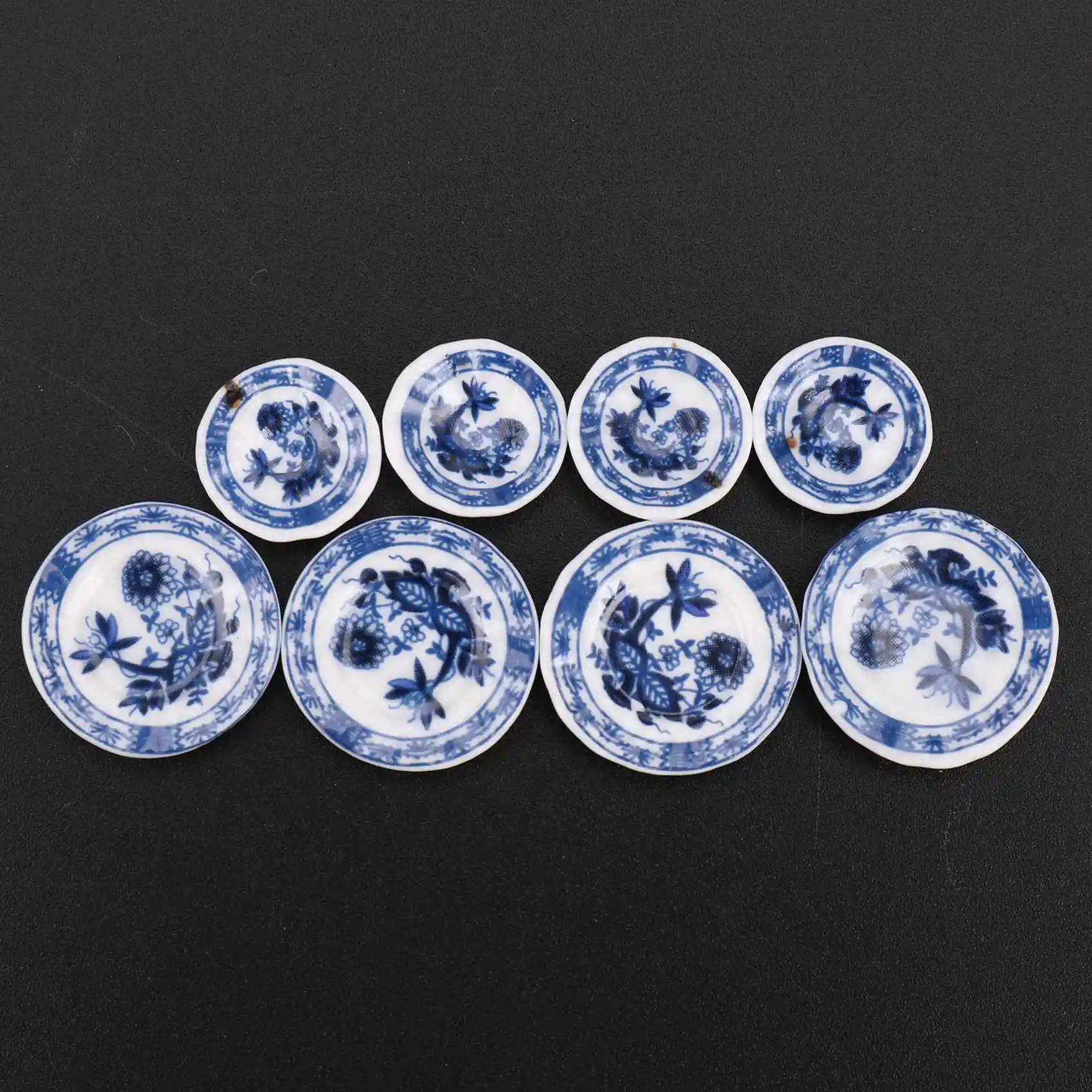 AM-1/12th Dining Ware China Ceramic Tea Set Dolls House Miniatures Blue Flower