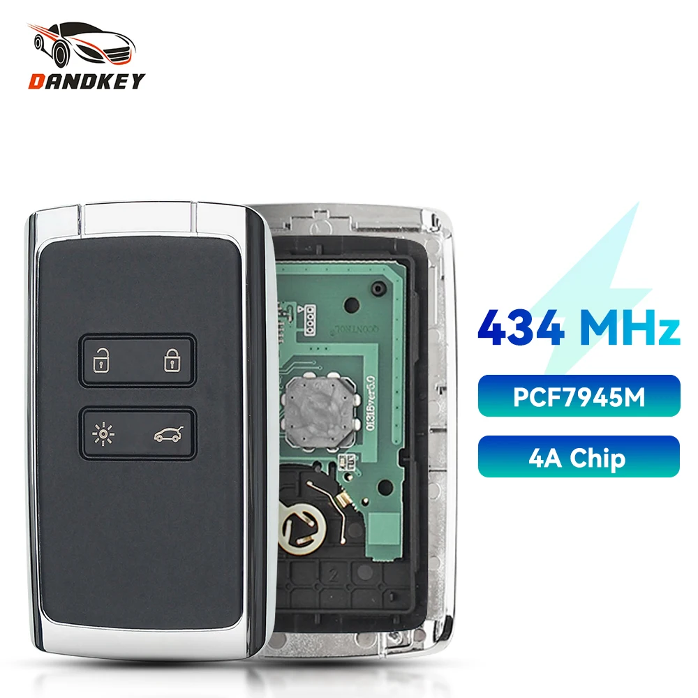 

Dandkey Smart Remote Key 434mhz Hitag AES 4A Chip PCF7945M For Renault Megane 4 Talisman Kadjar Espace 5 Keyless Go Entry Key