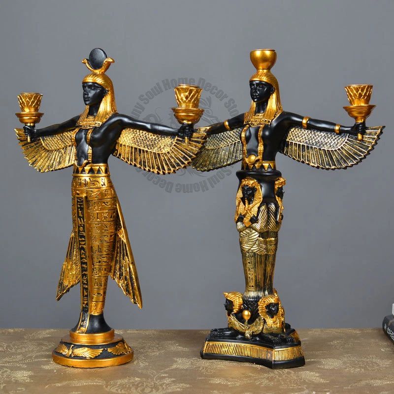 

Ancient Egypt Isis God of Life Statue Auset Model Tourist Souvenir Office Room Desk Decor Accessories Furnishing Candle Holder