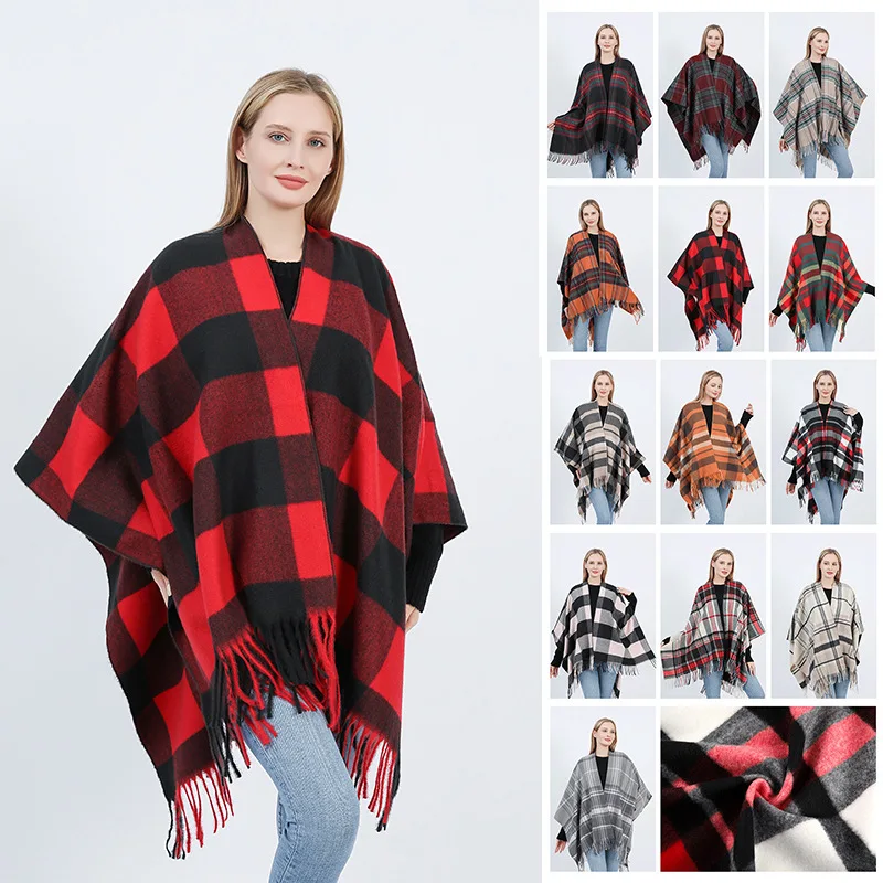 

New Plaid Barbed Shawl Scarf Dual Use Enlarged Soft and Fashionable Autumn and Winter Shawl