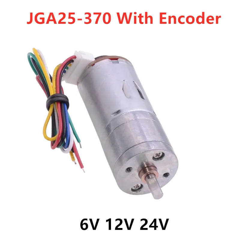 JGA25-370E DC 3V/6V/12V/24V Micro Metal Gear Motor High Torque Low Speed Electric Reduction Engine Motore Moteur  with Encoder