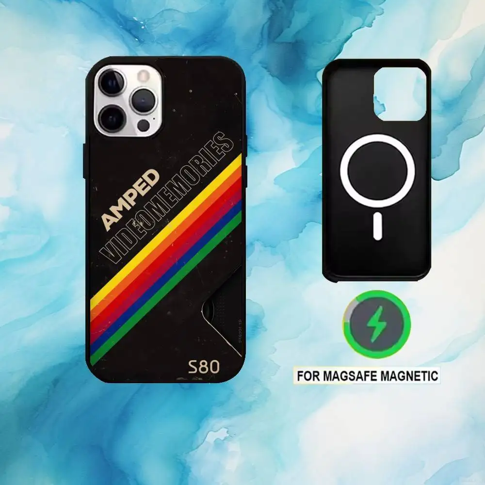 R-rétro VHS Tape coque de téléphone Vintage pour iPhone17,16,15,14,13,12,11 Plus,Pro Max magnétique pour chargement sans fil Magsafe