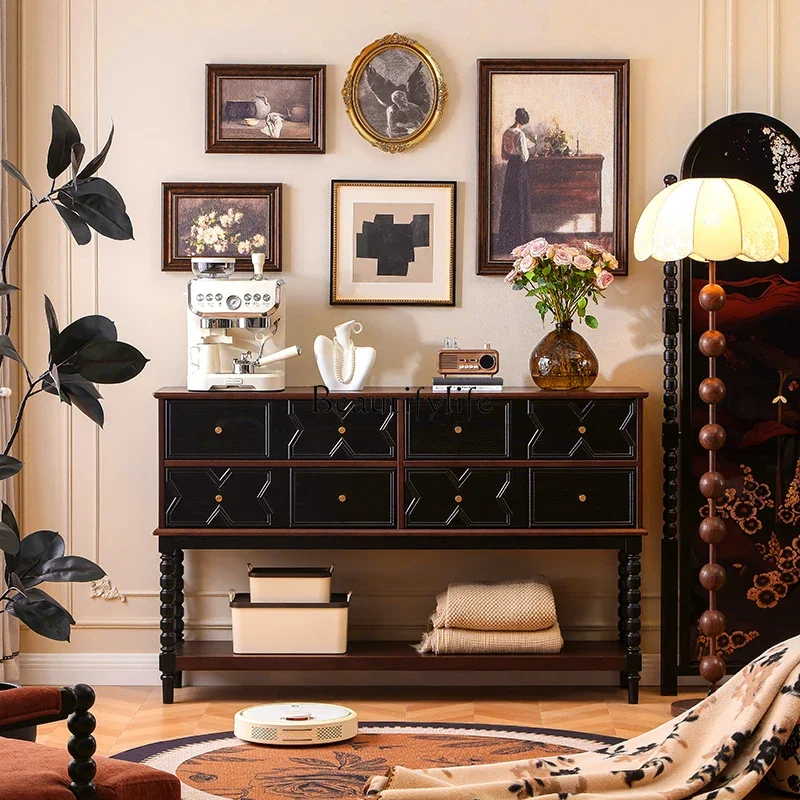 

66.-*French retro entrance cabinet, all solid wood living room aisle, antique chest cabinet