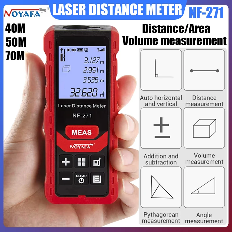 Noyafa NF-271 Laser Distance Meter 40M 80M Rangefinder Tape Range Finder Measure Device Digital Ruler Test Tool